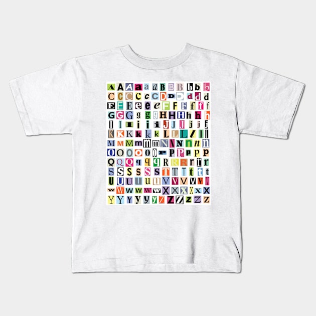 alphabet letters Kids T-Shirt by rogergren